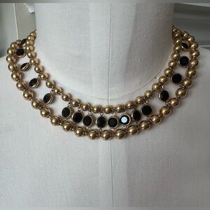 Swarovski Faceted Black Open Bezel Crystal  Choker Necklace good condition